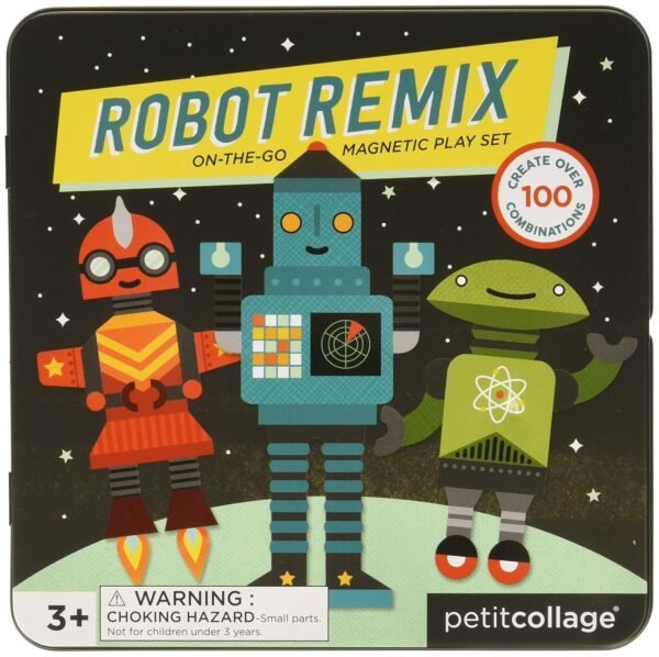 Petit Collage Mix and Match Magnetic Tin Robots Kit Toy