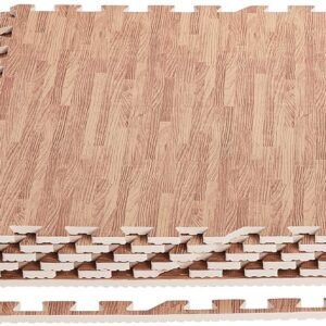 AmazonBasics Wood Print Foam Puzzle Mat Interlocking Tiles Kit Toy