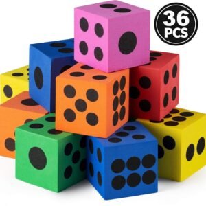 Foam Dice Set - Bulk Pack of 36, 1.5 Inch Large Assorted