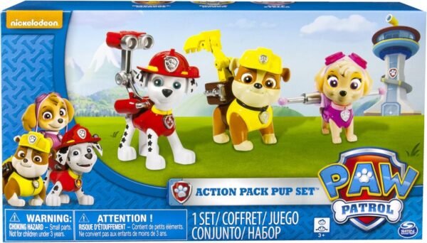 Paw Patrol Action Pack Pups 3pk Figure Set Marshal, Skye, Rubble
