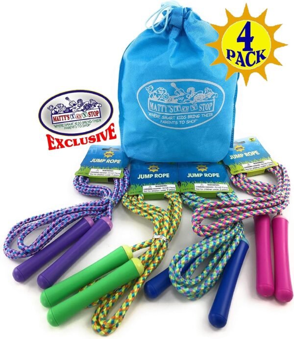 Deluxe Jump Ropes 7-Foot 7 Pink, Green, Purple & Blue Gift Set