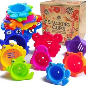 AGREATLIFE Stacking Cups Bath Toys for Toddlers - Safe and Fun Kids