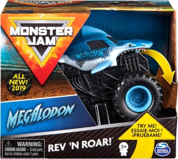 Monster Jam Official Megalodon Rev N Roar Monster Truck, 143 Scale