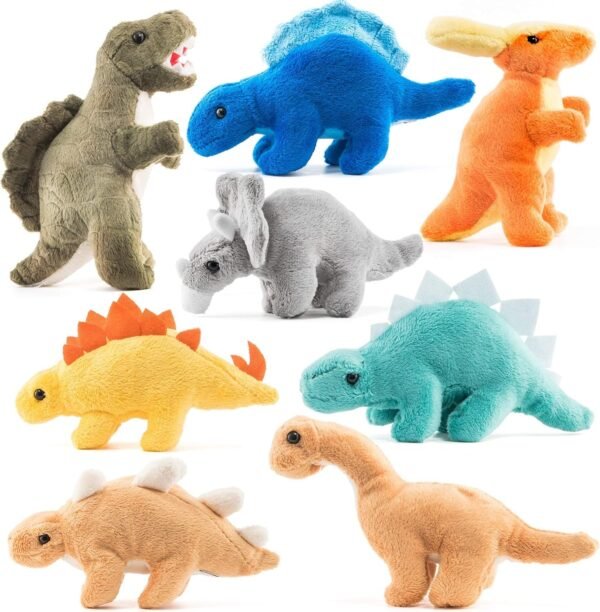 Prextex Plush Dinosaurs 8 Pack 5 Long Great Gift for Kids Stuffed