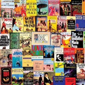 White Mountain Puzzles Best Sellers, Vintage Book Covers Collage, 1000 Piece Jigsaw