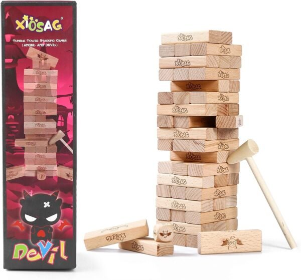 Xiosag Timber Tower Wood Block Stacking Game Angel and Devil War 54
