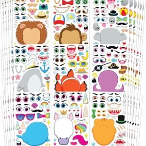 JOYIN 36 PCS Make-a-face Sticker Sheets Make Your Own Animal Mix and
