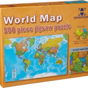 Round World Products Hemispheres World Map Jigsaw Puzzle, 500 Pieces