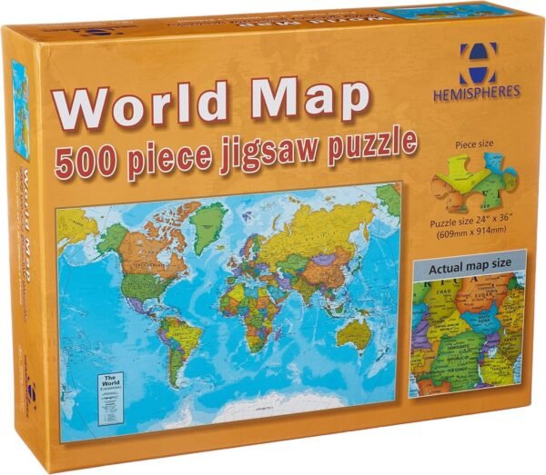 Round World Products Hemispheres World Map Jigsaw Puzzle, 500 Pieces