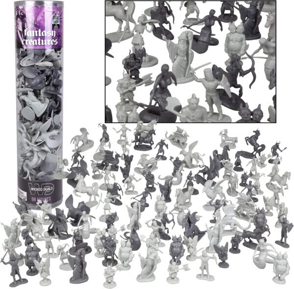 SCS Direct Fantasy Creature Mini Action Figure Playset-76pc Monster Toy Miniatures w