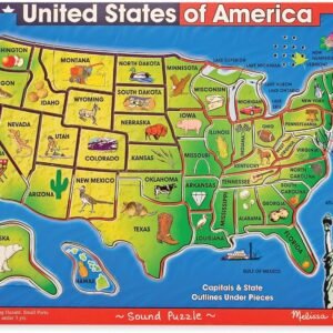 Melissa & Doug Deluxe Wooden USA Map Sound Puzzle Kit