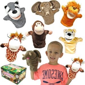 JOYIN Animal Friends Deluxe Kids Hand Puppets with Working Mouth Pack of