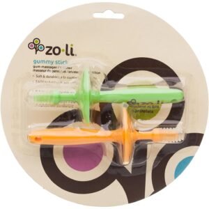 ZoLi Gummy Set of 2 Stick Gum Massager, Green/Orange Kit