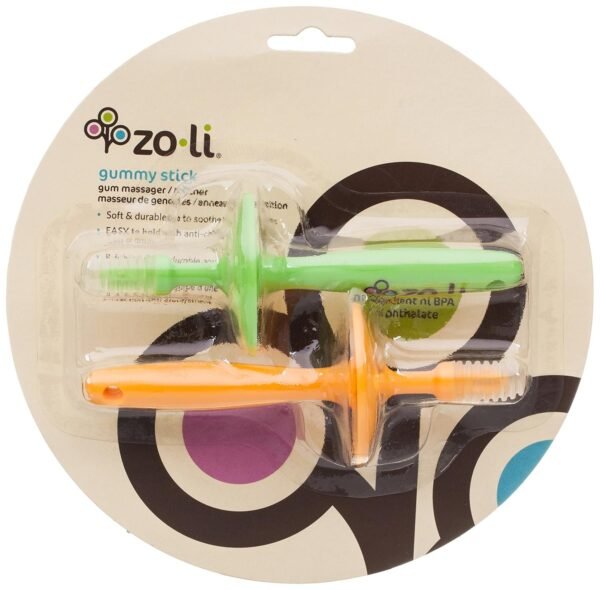 ZoLi Gummy Set of 2 Stick Gum Massager, Green/Orange Kit