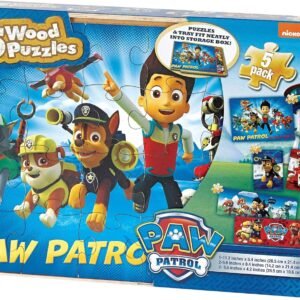 Paw Patrol 5 Wood Jigsaw Puzzles in Wood Storage Box, Multi, Standard