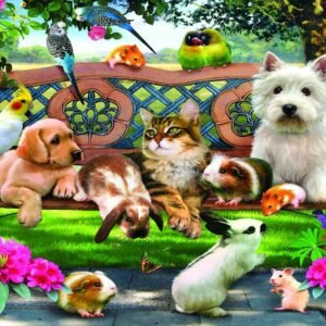 Park Bench Pals 100 Piece Jigsaw Puzzle by SunsOut Kit