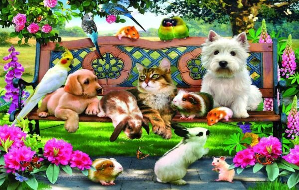 Park Bench Pals 100 Piece Jigsaw Puzzle by SunsOut Kit