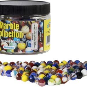 Set of 100 Small Peewee Glass Marbles, Assorted Colors, For Small Marble
