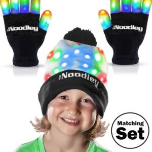 The Noodley Flashing LED Light Gloves and Beanie Hat Set - Kids