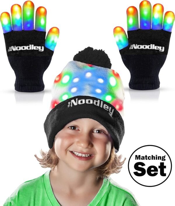 The Noodley Flashing LED Light Gloves and Beanie Hat Set - Kids