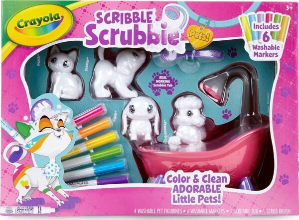 Crayola Scribble Scrubbie Pets Scrub Tub Animal Toy Set, Kids Indoor Activities