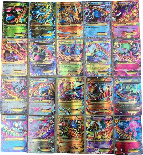 100 Poke Cards TCG Style Card Flash Card Holo EX Full Art