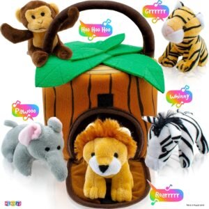Play22 Plush Talking Stuffed Animals Jungle Set - Plush Toys Set with