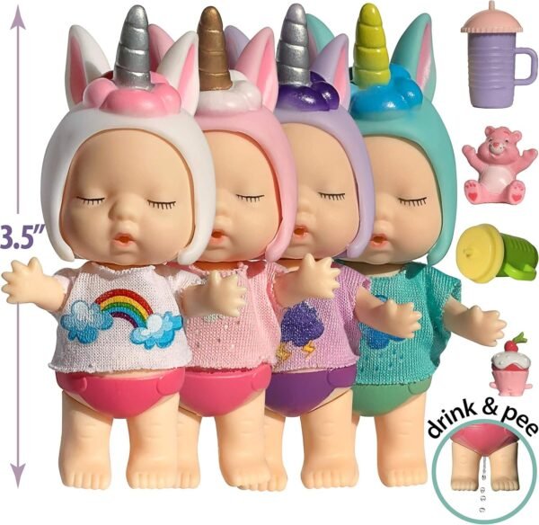 Unicorn Mini Baby Dollhouse Dolls for 3 4 5 6 Year Old