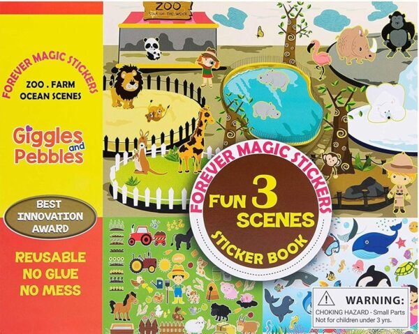Giggles & Pebbles Educational Magic Sticker Pad Book for Kids,Toddlers, Boys and