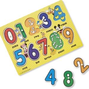 Melissa & Doug Disney Mickey Mouse Numbers Wooden Peg Puzzle 10 pcs