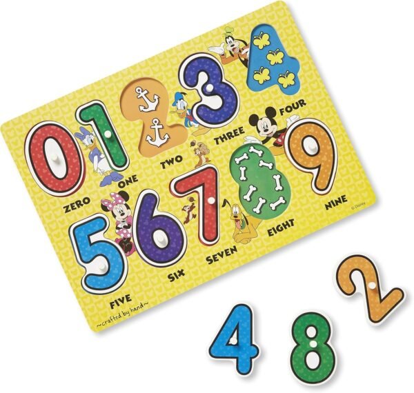 Melissa & Doug Disney Mickey Mouse Numbers Wooden Peg Puzzle 10 pcs