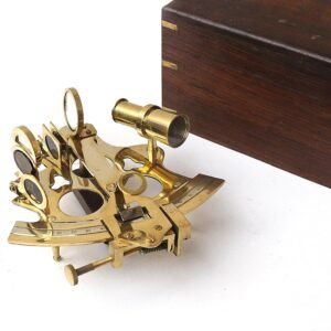 Vintage Ship History Sextant with Hardwood Box Antique Marine Collectible, 6 inch,