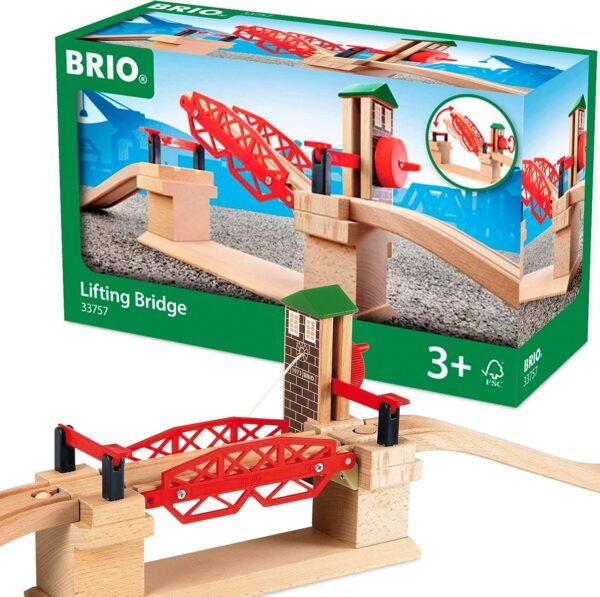 BRIO 33757 Lifting Bridge Toy Train Accessory with Wooden Track for Kids