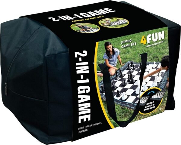 4Fun Jumbo Chess and Checkers Set Giant Chess/Checkers Game Outdoor Chess/Checkers Outdoor