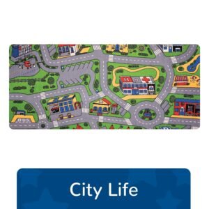 Learning Carpets City Life Play Carpet, 79x36 Rect. Kids Playroom Road Rug,