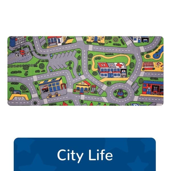 Learning Carpets City Life Play Carpet, 79x36 Rect. Kids Playroom Road Rug,