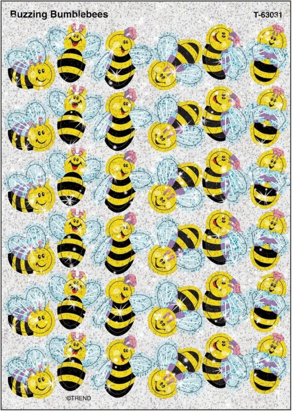 Trend Enterprises Buzzing Bumblebees Sparkle Stickers 72 Piece, Multi Kit