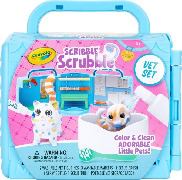 Crayola Scribble Scrubbie Pets, Vet Toy Playset with Toy Pets, Kids at