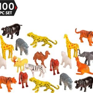 100 Piece Party Pack Mini Wild Jungle Animals - Plastic Mini Educational