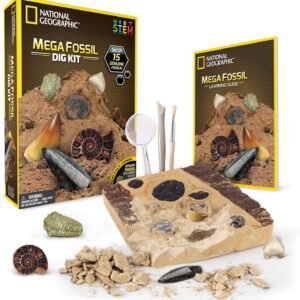 NATIONAL GEOGRAPHIC Mega Fossil Dig Kit Excavate 15 real fossils including Dinosaur