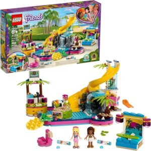 LEGO Friends Andreas Pool Party 41374 Toy Pool Building Set with Andrea