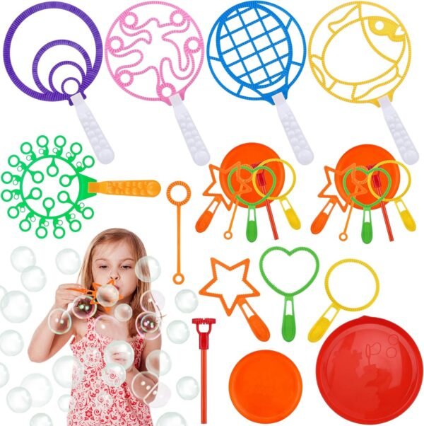GINMIC Bubble Wands Set, Colorful Bubble Wands Toys, Large Bubble Wands for