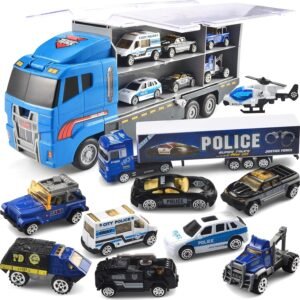 JOYIN 10 in 1 Die-cast Police Patrol Rescue Truck Mini Police Vehicles