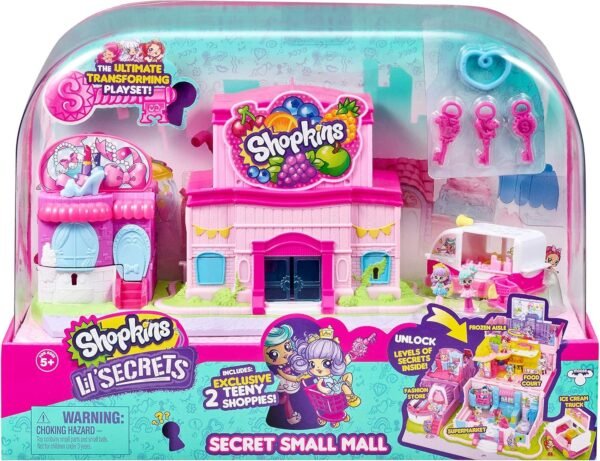Shopkins Lil Secrets Secret Small Mall Multi Level Playset with Grocery Store,