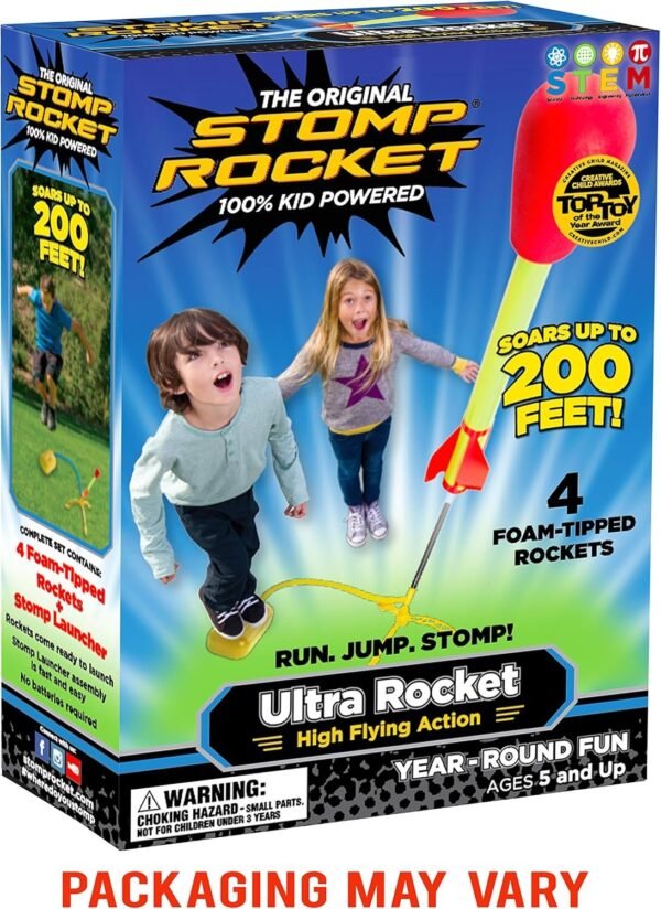 Stomp Rocket Ultra Rocket, 4 Rockets - Outdoor Rocket Toy Gift for