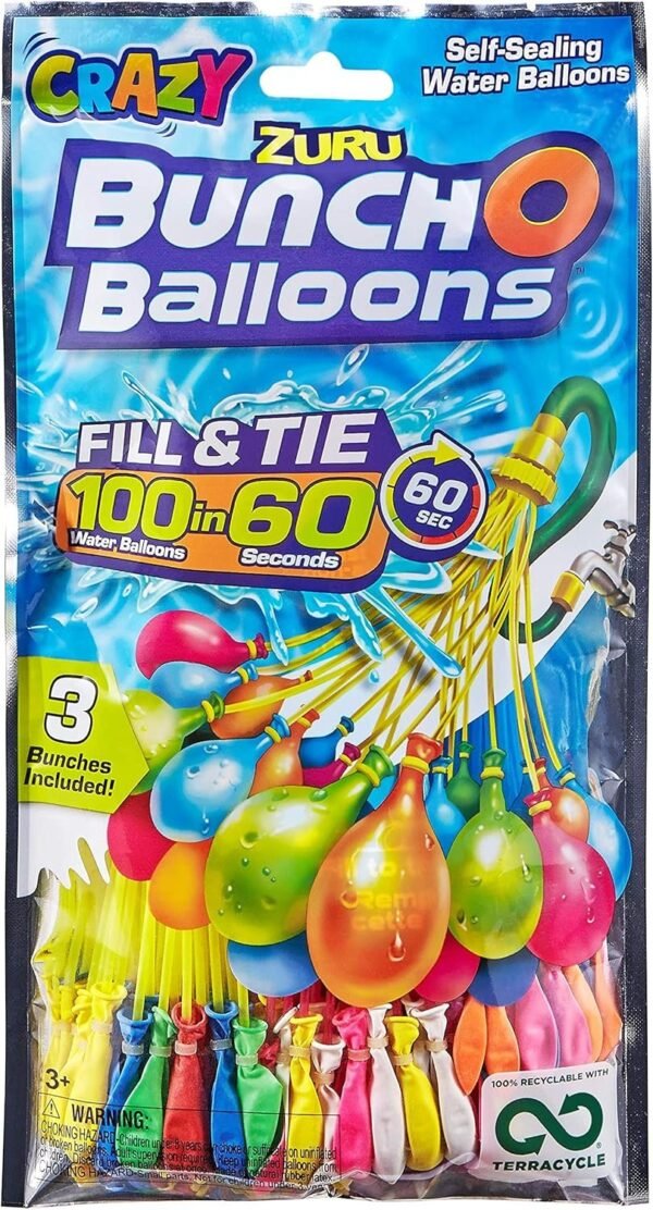 Bunch O Balloons 100 Rapid-Fill Crazy Color Water Balloons 3 Pack