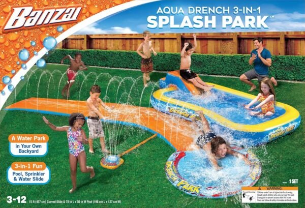 BANZAI Aqua Drench 3-in-1 Splash Park Kit Toy Fun Kids