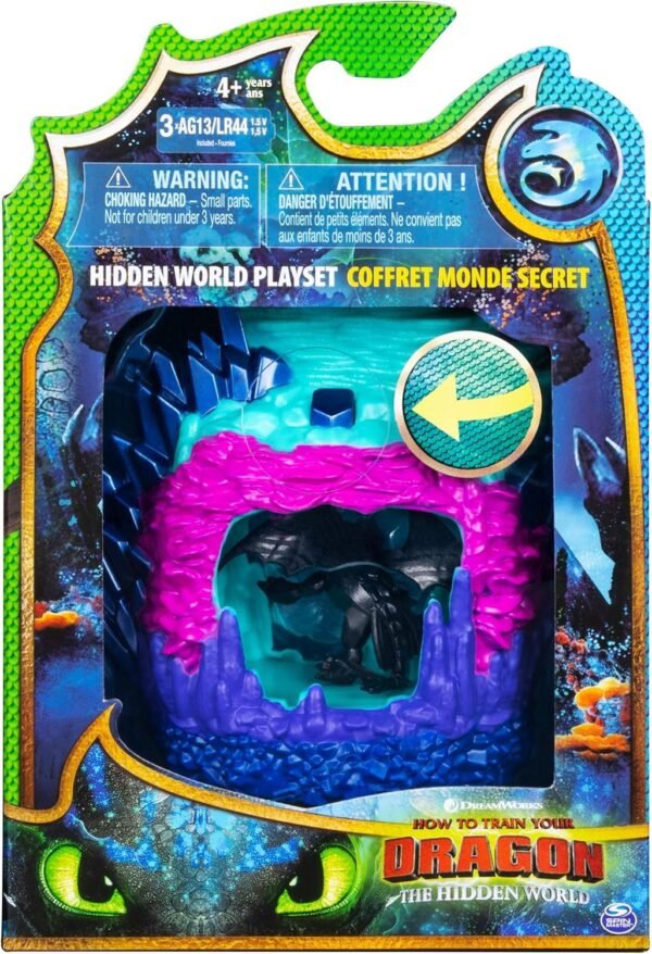 Dreamworks Dragons Hidden World Playset, Dragon Lair with Collectible Toothless Figure, for