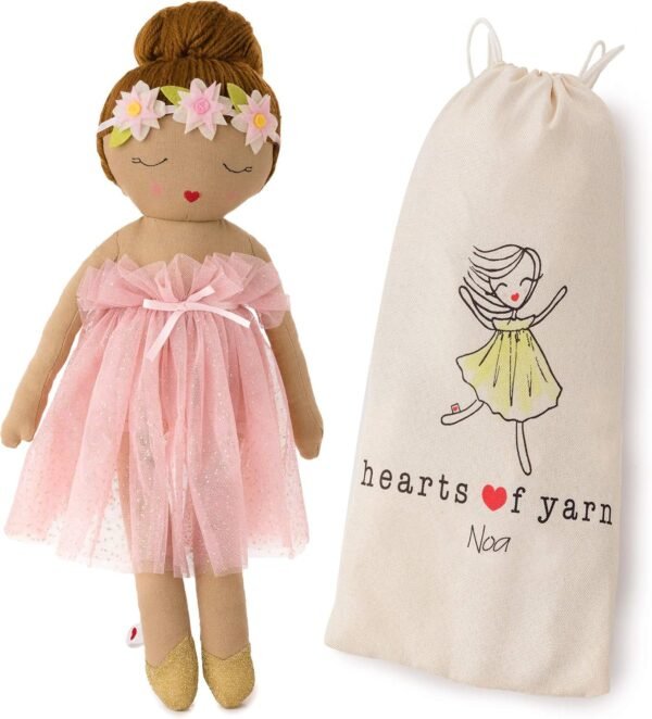 Hearts of Yarn Plush Noa Ballerina Doll for Girls Soft Sleeping &