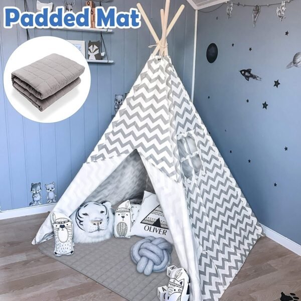 Teepee Tent for Kids with Padded Mat- Play Tent for Boy Girl